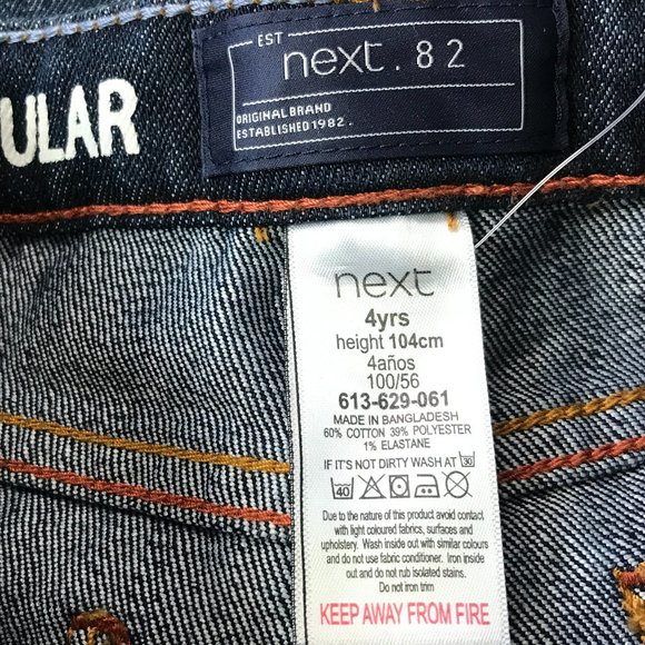 Next Kids Denim Jeans Age 4 Regular Trousers - Picture 6 of 9